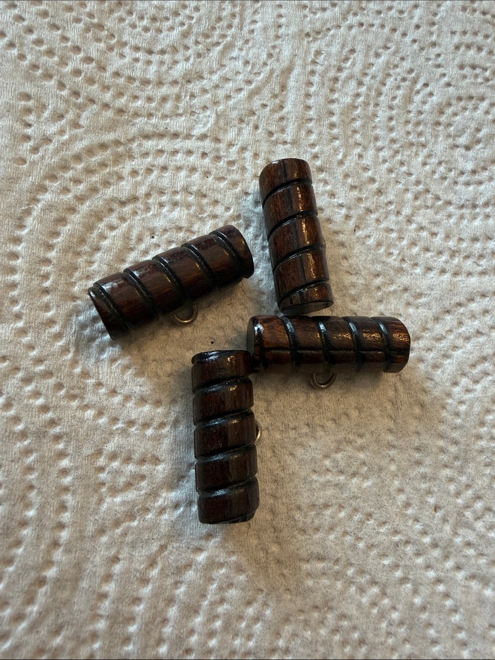 Dark Wood Spiral Toggle Buttons - Set of 4